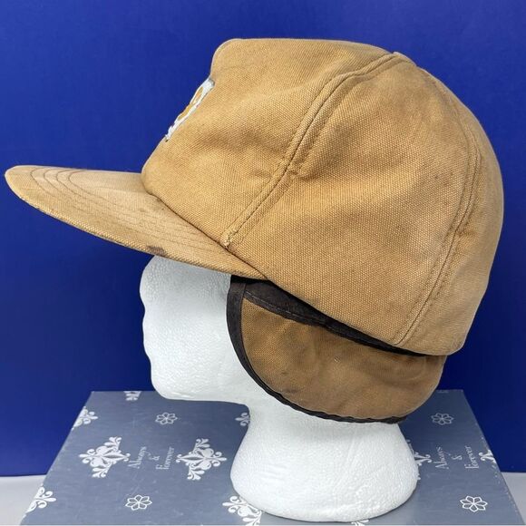 Carhartt Vintage Insulated Tan Cap with Ear Flaps Made In USA - Picture 3 of 9